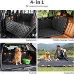 Pet Car Seat Cover, 400LBS Hard Bottom Back Seat Extender for Dogs | Waterproof Polyester, Anti-Slip Surface, 3 Removable Hard Plates, Side Storage Pockets, 4-Mode Convertible