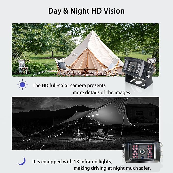 1080P HD Backup Camera for RV, PAL NTSC Reverse Camera with RCA&4 Pin M12 GX12 Connector for CVBS AHD Screen, Night Vision Waterproof Replacement Rear View Camera for RV Camper Truck Trailer Bus Van