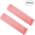 Soft Faux Fur Universal Fit Seatbelt Cover Car Truck SUV Airplane Seat Belt Shoulder Pad for Carmera Backpack Straps Neck Cushion Protector 2 Pack 10.5in Orange Pink