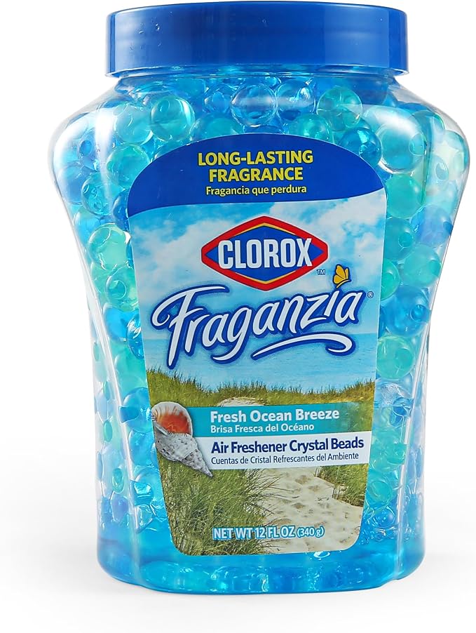 Fraganzia Crystal Beads Air Freshener, Long Lasting Room Deodorizer and Odor Eliminator Gel Beads to Freshen Home, Car, or Office, Fresh Ocean Breeze Scent, 12 Fl Oz