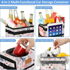 Car Trash Can Bin for Back Seat Leak Proof, Cute Car Trash Bag Hanging, Vehicle Trash Can for SUV Truck Van, Automotive Garbage Cans Front Seat Flamingos, 2 Gallons