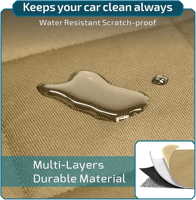 SUV Cargo Liner for Dogs with Side Flaps, Large (54" x 93") Water Resistant Trunk Cover, Non-Slip Pet Area Protector with Bumper Flap, Universal Fit for SUVs Sedans Vans, Khaki