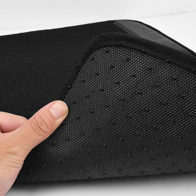 Waterproof Universal Faux Leather 3Row Car Floor Mats, Black Car Mats Fit for SUV,Vans,sedans, Trucks,Set of Vehicles Car Carpet with Driver Heel Pad and Anti-Slip Nibs Backing (Black 3Row)