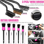 20PCS Pink Car Cleaning Kit, Car Interior Detailing Kit with Red High Power Handheld Vacuum, Detailing Brush Set, Windshield Cleaner, Cleaning Gel, Complete Auto Accessories for Women