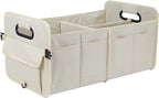 AOKJOY Car Trunk Organizer Car Storage Organizer Collapsible Multi Compartment Car Organizer Adjustable Straps for SUV(Beige)