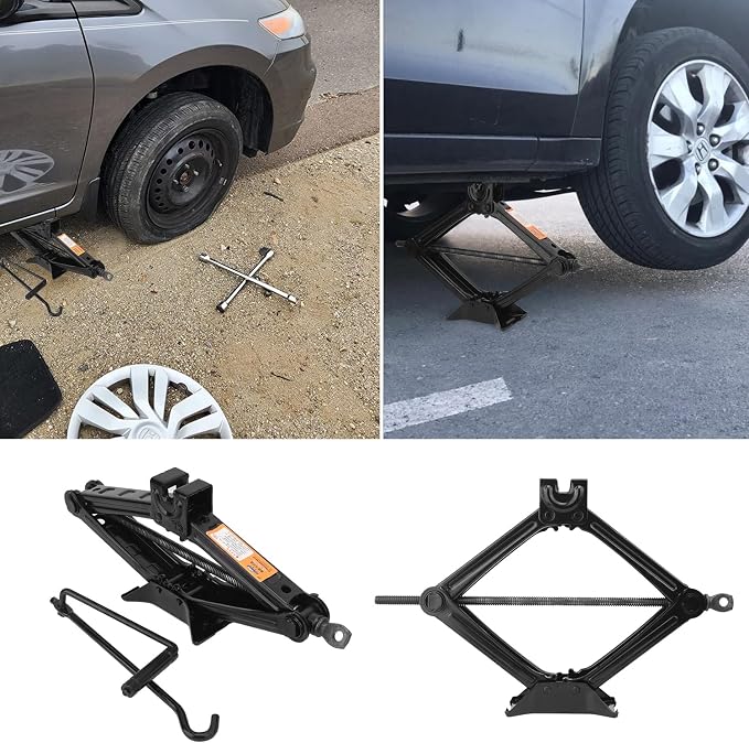 2 Set 2 Ton Scissor Jack for Car, Car Scissor Jack with Hand Crank Portable Repair Tool Rust-Resistant for auto, SUV, Trailer, Station Wagon, by.