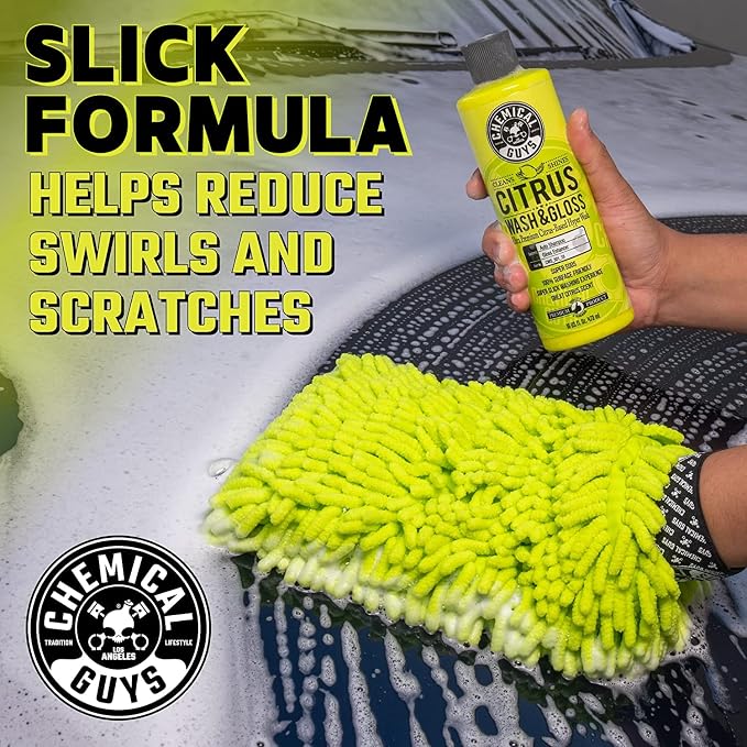 CWS_101_64BK Car Wash Detailing Bucket, Mitt & Accessories Bundle (6 Items) Featuring Maxi-Suds II Foaming Car Wash Soap 64 oz (.5 Gal) Cherry Scent - Works on Cars, Trucks, SUVs, & More