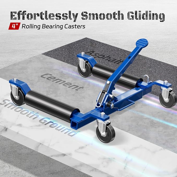 Car Dolly Jack Set of 4, Mechanical 1500-lbs Wheel Dolly, 9'' car Wheel Dolly Positioning Jack, Car Dollies for Vehicle Positioning & Auto Repair Moving, Blue