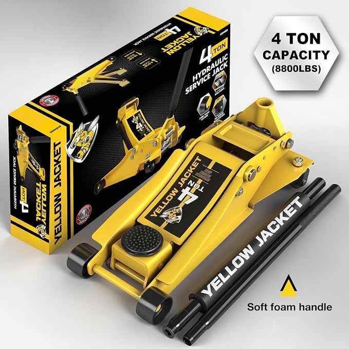 Low Profile Floor Jack with Dual Pumps Quickly Lift Hydraulic Car Jack with Pad, 4 Ton (8,800 lb) Capacity