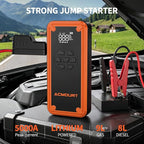 W160 Jump Starter with Air Compressor, 5000A Portable Car Jump Starter 150PSI Tire Inflator/Air Pump, 12V Battery(Up to 9L Gas/8L Diesel Engine) Jump Pack Car Emergency Kit Idea Gift for Man (Orange)