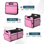 Femuar Car Trunk Organizer,Car Storage Organizer with 72L Large Capacity Waterproof Collapsible and 11 Pockets,Trunk Organizer for Car Suv/Jeep/Sedan, Large Size, Pink