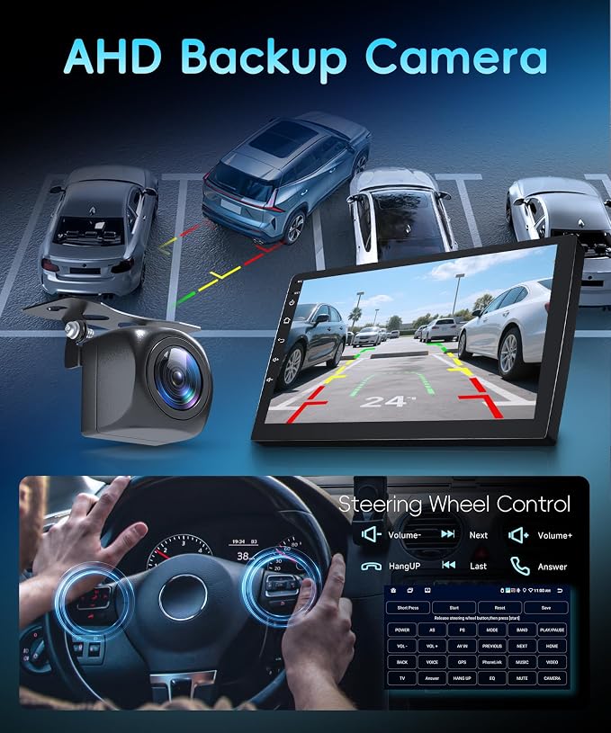 8 Core 6G+128G Android 15 Car Stereo for Toyota Yaris Vios 2007-2014, Wireless Carplay Android Auto, 9'' Touchscreen Radio with 360° Panoramic View GPS/BT 5.0/FM/DSP/5G-WiFi Backup Camera SWC
