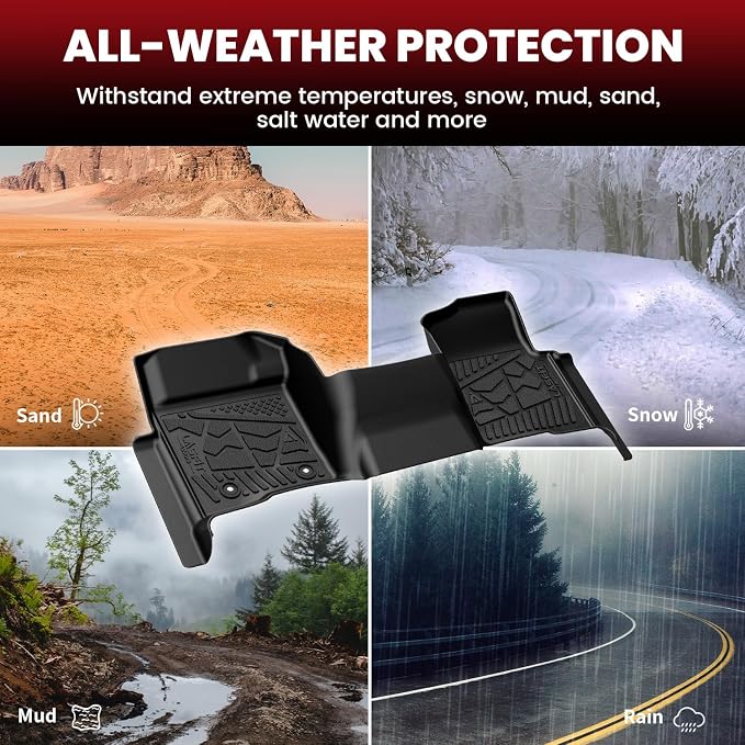 Floor Mats for Ford F-150 2011-2014 SuperCrew 1st Row Bench Seating Carpet Floor, All Weather Protector Car Liners TPE Truck Mats, Front & Rear Rows, 3pcs Black