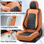 Coverado Car Seat Covers Front Seats, Vintage-Style Soft Waterproof Faux Leather Full Set with Rear Protectors, Comfortable Anti-Stain Interior for Most Vehicles – BrownBlack