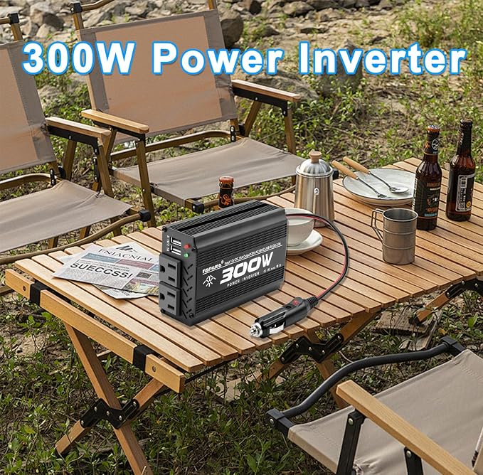 300 Watt Power Inverter dc to ac 12V to 110V Converter Charger for car RV Camping Vehicle Small Power Inverter for car Cigarette Lighter Truck inverter-300W