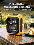 Tire Inflator Portable Air Compressor 12V DC 100PSI, Integrated Storage, Digital Gauge, Auto Shut-Off Fast Inflation LED Light, Air Pump for Car Tires Bike Motorcycle Other Inflatables, Yellow