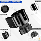 Car Cup Holder Expander | Fits with Hydro Flasks, Yeti, Nalgene & Large Water Bottle (32 40 oz) | Phone Holder - Adjustable Automotive cupholder Extender for car with Expandable Base | Black