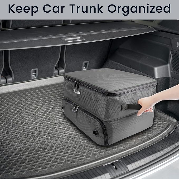 2 Layer Golf Trunk Organizer, Golf Gifts for Men with Separate Ventilated Compartment for 2 Pair Shoes, Waterproof Car Trunk Locker for Balls, Tees, Clothes, Gloves, Gifts for Golfers