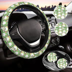 Cute Green Frog Steering Wheel Cover for Women,Universal Auto Steering Wheel 14-15 Inch Car Interior Accessories with 2PCS Car Coasters,Suitable for Men and Women