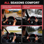 Car Steering Wheel Cover, Microfiber Leather Steering Wheel Covers with Anti-Slip Lining, Breathable Elastic Car Steering Wheel Protector, Universal Standard Size 14-15 inch