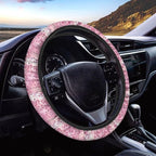 Floral Axolotl Cherry Flower Pink Pattern Steering Wheel Cover Wear-Resistant Car Wheel Protector Auto Wheel Cover Automotive Accessories Universal Fit Van Car SUV Truck