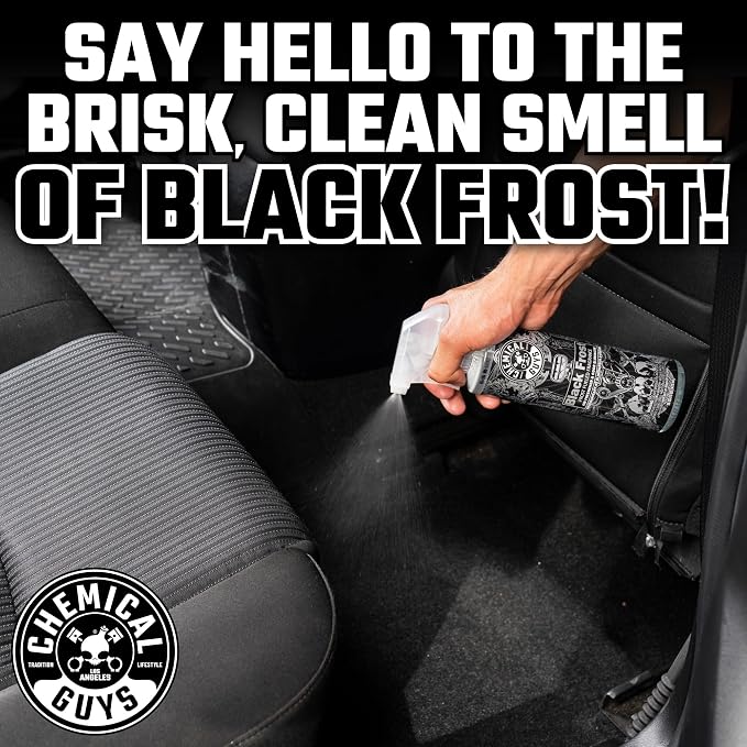 Black Frost Air Freshener and Odor Eliminator, 16 fl oz Spray with 3 Pack of Hanging Air Fresheners (Great for Cars, Trucks, SUVs, RVs, Home, Office, Dorm Room & More) - HOL432