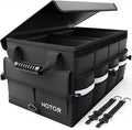 Car Trunk Organizer - Foldable Trunk Organizer for SUV, Car Storage with Reflective Strips & Securing Cover, Large Capacity Car Accessories for Truck, Van & Sedan, Black, 22.1" x 12.6" x 11.0"