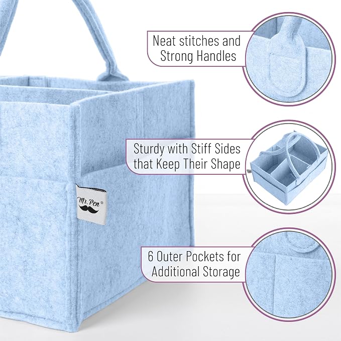Mr. Pen- Baby Diaper Caddy Organizer, Sky Bliss | Nursery Storage Bin and Car Organizer for Diapers and Baby Wipes