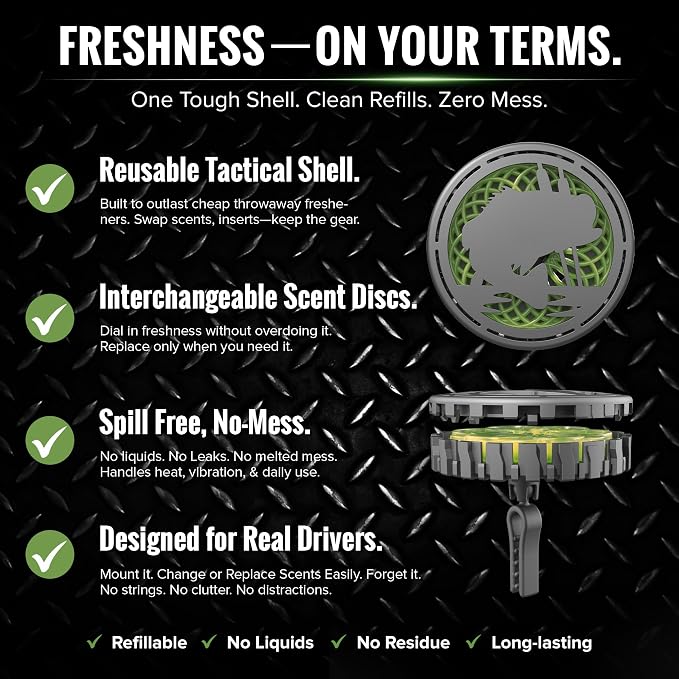 Truck Puck Bamboo Rain Fragrancee Car Air Freshener – Long-Lasting Car Deodorizer, Refillable Vent & Visor Clip Auto Air Freshener for Car, Truck & SUV, Premium Fragrance, Pack of 3