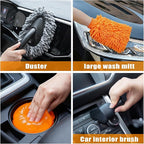 Car Wash Detailing Kit Cleaning Kits with Foam Gun Sprayer, Car Wash Brush and Large Wash Mitt Duster for Car Interior and Exterior Cleaning (Orange)