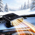 12V Portable Car Heater & Defroster, 200W Fast Heating 360° Rotatable Windshield Defogger Plug into Cigarette Lighter (Black Silver)
