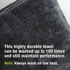 Mega Car Drying Towel - Holds Up to 9 lbs, No Streaks, Scratches, or Water Spots | 1200 GSM Microfiber Double Twist Pile & Edgeless Design, 1 Quick & Effortless Dry - 24” x 36”
