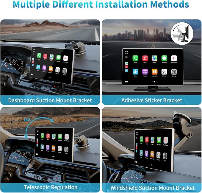 9" Wireless Apple Carplay Screen for Car,with 4K Dash Cam | and 1080p Backup Camera,Apple Carplay & Android Auto with DVR,GPS Navigation Mirror Link,Bluetooth,FM, Siri