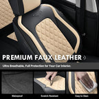 Coverado Universal Car Seat Covers Full Set, Durable Waterproof Faux Leather Front & Rear Seat Protectors, Classic Easy-Clean Interior for Most Vehicles – BlackBeige