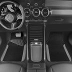 Faux Leather Steering Wheel Cover and Waterproof Car Floor Mats,Universal Car Combo Fit for 95% Sedan,SUV,Cars,14.5-15inch Sporty Anti-Slip Safety Comfortable Design(Black＆Gray)