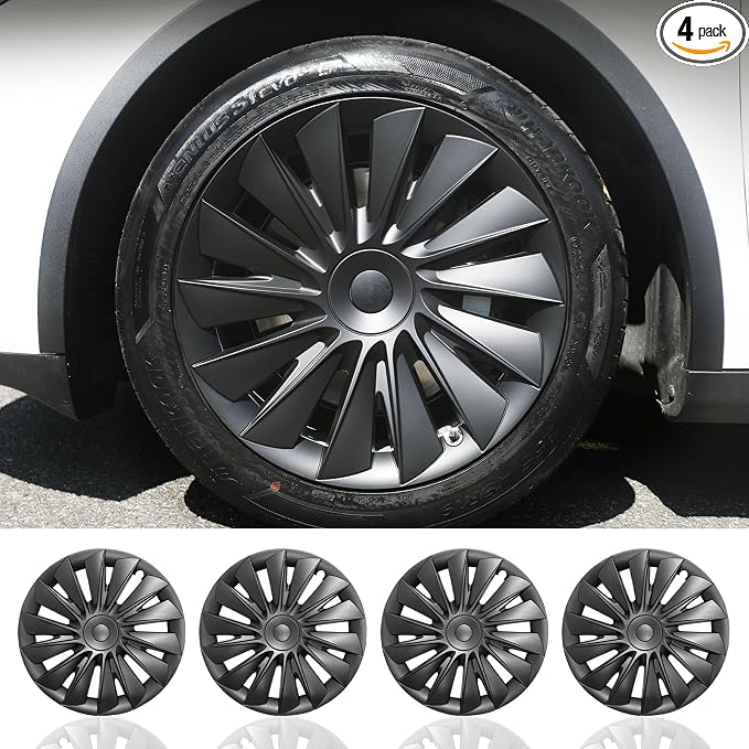 Wheel Cover for Tesla Model Y(2020-2024) 4PCS Hubcaps for Tesla Wheel Cover Model Y 19inch Rim Full Cover Hubcaps Accessories (NewBlade Style, 19 inch)