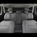 Piping Faux Leather Car Seat Cover Full Set,Grey Breathable Leather Seat Covers for Cars, Airbag Compatible,Universal Fit for SUVs,Van,Sedans,Small Trucks (Full Set, All Gray)