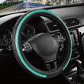 Leather Steering Wheel Cover – Black & Green Universal Fit 14.5-15 Inch, Microfiber Leather, Anti-Slip & Breathable Design for Men and Women