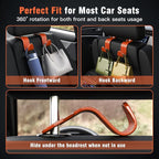 Car Seat Headrest Hook 4 Pack Hanger Universal Vehicle Car Storage Organizer for Handbag Purse Coat S Type Checkered Orange