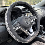 D Shaped Bling Comfy Steering Wheel Cover with Jumbo Crystal Rhinestones, Anti-Slip Diamond Leather, Flat Bottom 14.5-15 Inch (Black)