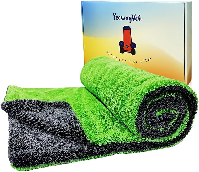 Agile Giant' Car Drying Towel, 28x36 Inch Quick Car Wash Drying Towels, 1400 GSM Super Absorbent, Double Sided Microfiber Towels for Cars Effortless & Scratch-Free Detailing, Green