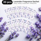 20 Pack Lavender Scented Sachets - Drawer & Closet Air Freshener Bags, Natural Odor Eliminator for Car, Home, Bedroom, Office & Travel