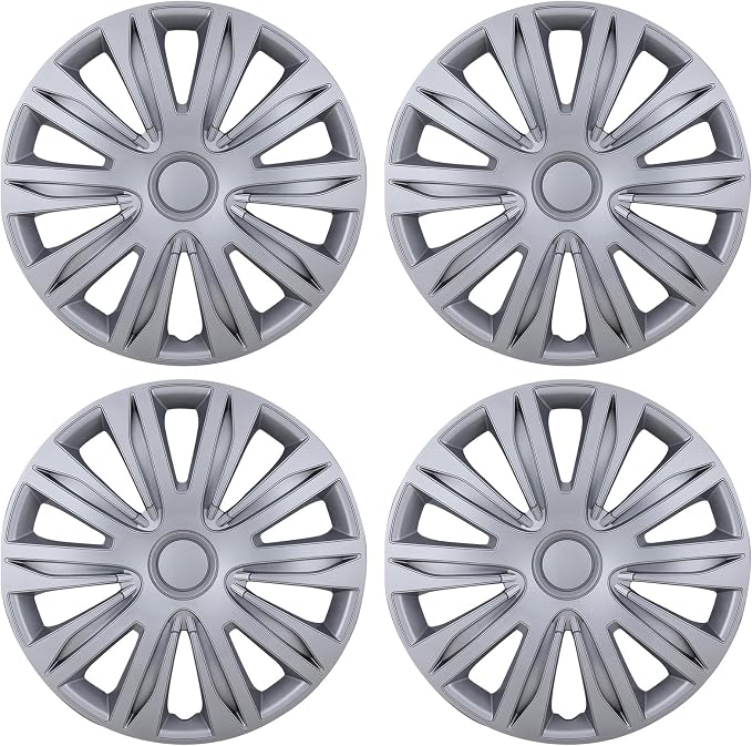 4-Pack 16 Inches Wheel Rim Cover Hubcaps,Redesign Fashion Style Replacement Hubcaps,Car Truck SUV Hub Accessories, Silver