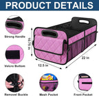 Car Trunk Organizer for SUV, Car Organizers and Storage with Reinforced Handles, Car Accessories for Women/Men 50L Waterproof Polyester Trunk Organizer(Medium,Pink)