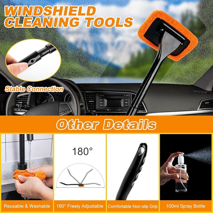 Car Wash Detailing Kit Cleaning Set with Foam Gun Sprayer, Long-Handle Brush, Large Wash Mitt, Towels, Complete Interior & Exterior Car Washing Supply Set (Orange)