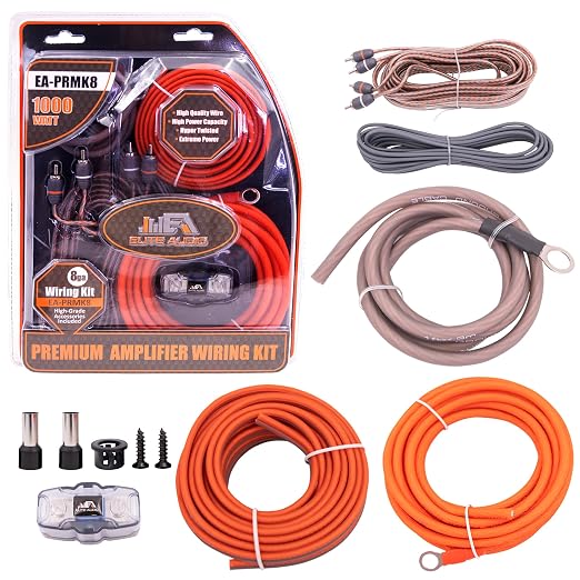 8 Gauge Amplifier Wiring Kit, 1000W CCA Amp Install Kit – EA-PRMK8