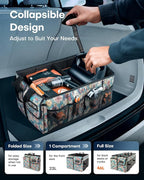 Trunk Organizer- Car Organizer, Foldable Trunk organizer for SUVs & Sedans, Sturdy Car Organization for Car Accessories, Tools, Sundries, Blue Flower, 2 Compartments, 21.3"×12.6"×10.6"