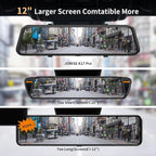 2.5K Mirror Dash Cam with Carplay Mirror & Android Auto, Dash Cam Front and Rear with Zoom Function,12 inches Rear View Mirror Camera with Voice Control/BT Call/64GB Card Included- K17 Pro
