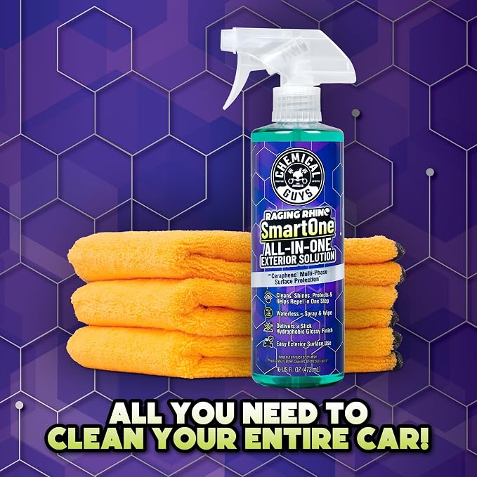 Raging Rhino Waterless Car Wash And Quick Detailer Spray, No Rinse Exterior Cleaner For Paint, Glass, Wheels, Plastic, And Chrome, Spray And Wipe Shine, 20 Fl Oz