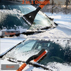 27" Aluminum Snow Brush and Ice Scraper 2-in-1 Detachable Winter Car Snow Tool with Non-Slip Foam Handle and Scratch-Free Bristles for Windshield and Window Cleaning, Orange